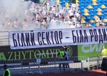 «Белый сектор — белая семья», — баннер болельщиков «Полесья» на матче с «Харьковом» (ФОТО)